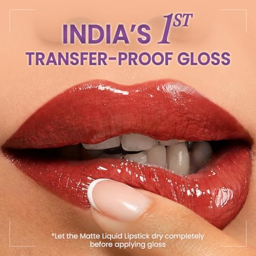 Image of Staze Gloss Lock 2-in-1 Liquid Lipstick | Matte Lipstick + High-Shine Transferproof Gloss | 12H Long-lasting | Intense Pigment | Lightweight & Waterproof | 06 I'm Feisty | 7g