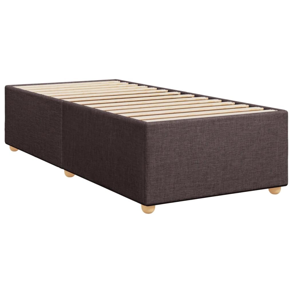 Cama con somier con colchón, color marrón oscuro, 100 x 200 cm, tejido de muelles ensacados, estructura de cama con listones y cojín transpirable para un sueño reparador y una sujeción óptima