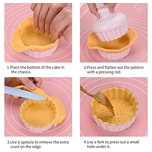 Cggyyz Mini Round Tart Pan With Removable Bottom, Nonstick Mini Pie Pans For Baking, Carbon Steel Quiche Pan Set For Cupcake Muffin Cakes And Desserts, Including 6 Tart Pan And 1 Tart Tamper (Pink) #TOP4
