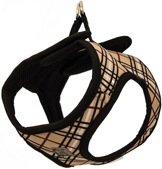 RC Pet Products Cirque Soft Walking Step-In Dog Harness, Large, Tan Tartan