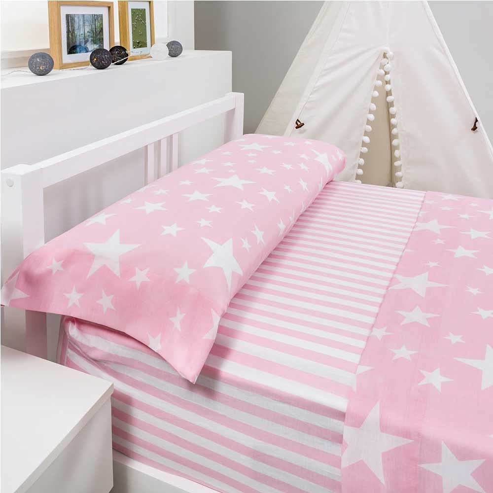 COTTON ARTean Set di lenzuola per bambini/ragazzi, modello: Givette Pink, per letto da 90 x 190/200, 50% cotone, 50% poliestere, colore: rosa