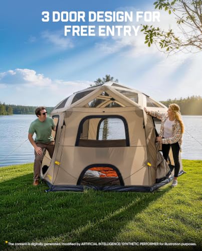 FanttikOutdoor Alpha C6 Pro Carpa de Camping para 6 Personas Pop Up Instalación Instantánea en 60 Segundos, Carpa Hub Portátil con Paquete Compacto y Ventanas Operadas Internamente para Camping Familiar miniatura 6
