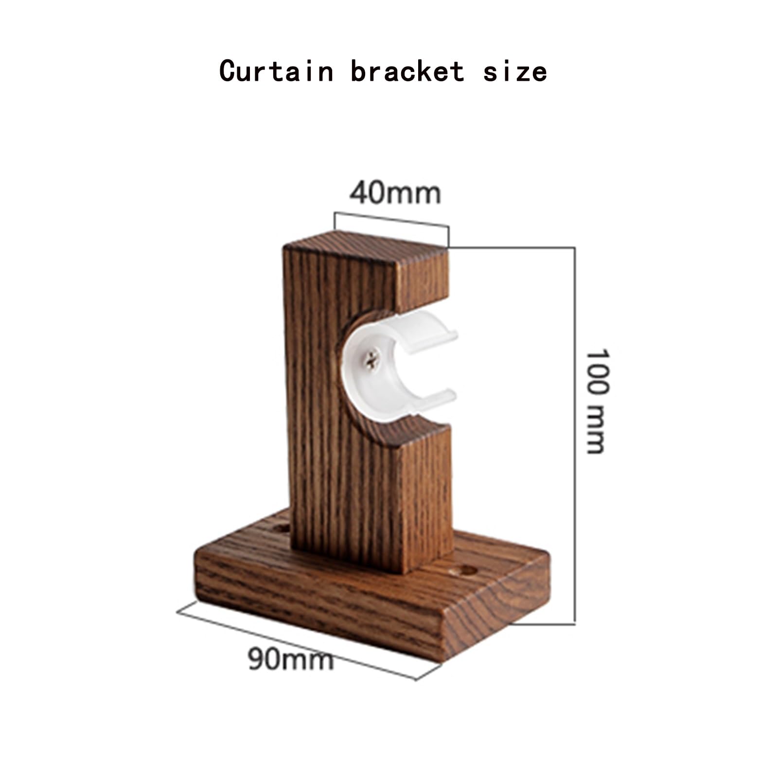 Support de tringle unique en bois de noyer massif pour tringles à rideaux – 100 cm – Design élégant, idéal pour les stores romains et les rideaux coulissants, durable et élégant décoration d'intérieur