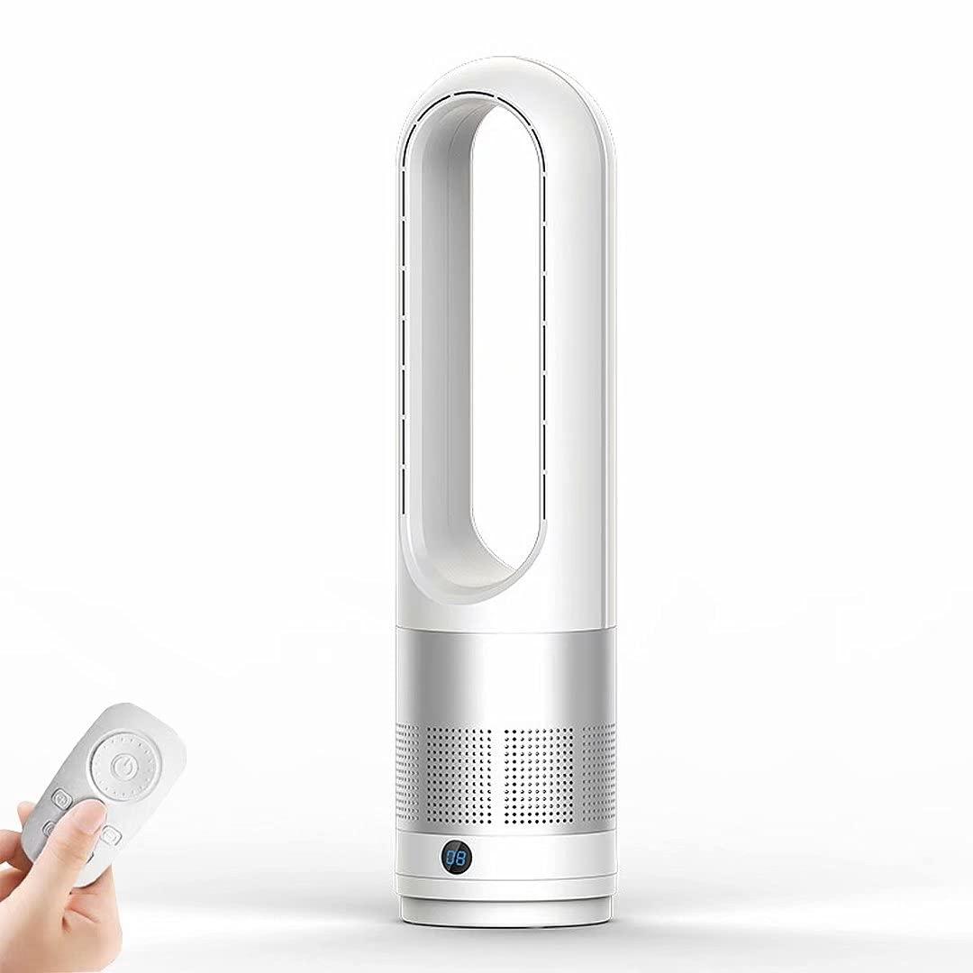 Ventilatore a torre senza pale, oscillante a 80°, con telecomando e controllo touch, 8 velocità, timer da 8 ore, ventola di raffreddamento per camera da letto e ufficio