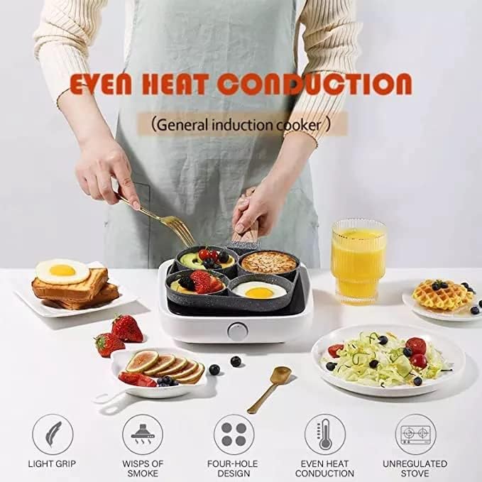 Green Globe Non-Stick Frying Pan with 4 Hole Pancake Pan Fried Egg Burger Pan