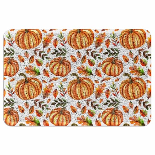 Ooomigasusi 玄関マット 秋 かぼちゃ オレンジ色 田園 ドアマット 60×90cm 屋内 屋外 ループ状 泥落とし 滑り止め付 吸水 足ふき 洗える 業務用 自宅用 厚手 浴室 お風呂 円角長方形 丈夫 抗菌 防臭