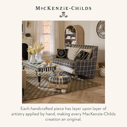 Image of MACKENZIE-CHILDS Desk Clock, Brown-and-White Mocha Check