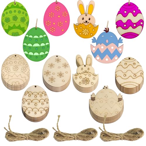 itechpanda 30 Pcs Easter Egg Wooden Cutout Wood DIY Crafts