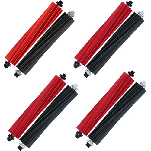 Image of 4-Pack Dual Main Brush Replacement for Roborock S8, S8+, S8 Pro Ultra, Q8 Max, Q8 Max+, Q5 Max+, Q5 Pro, Q5 Pro+ Robot Vacuum Cleaner, Rubber Roller Brush Kit