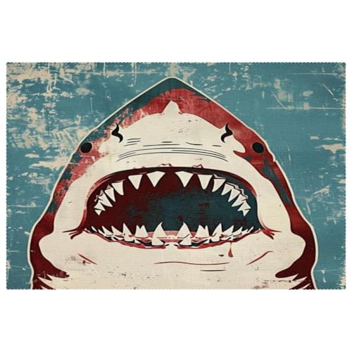 Set de table requin résistant chaleur lot de 6 sets antidérapants - 2