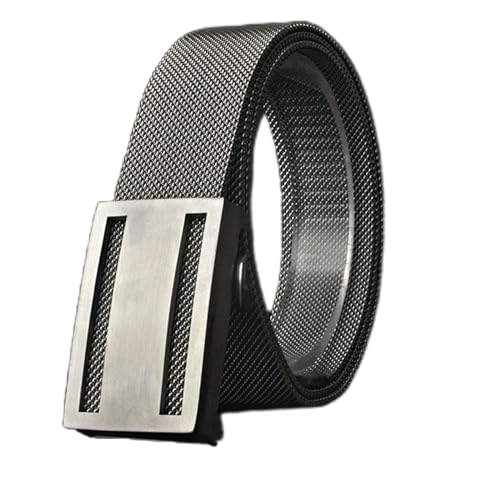 Ratchet Metal Belts for Men,No Leather Stainless Steel Braided Business Belt with Automatic buckle