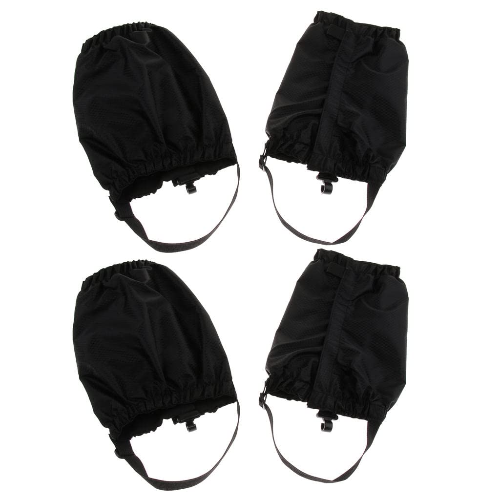 Polainas de tobillo impermeables ajustables para senderismo mochilero - Negro 2 pares