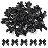 yoyokid 50 Pcs 1″ Mini Satin Ribbon Bows Flowers DIY Crafts for Sewing Appliques Crafts Decoration Hair Accessories Wedding Gift Box Ornament, Black