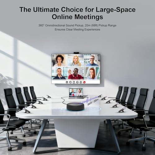 Image of CM100 Conference Speaker and Microphone, 10 AI Mics 360 65ft (20m) Voice Pickup, Noise Reduction, USB Speakerphone for 16 People,Fit for Video Conference Calls, multi-Platforms Zoom & MS Teams