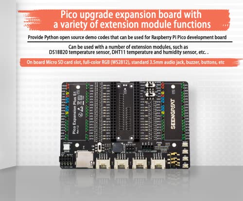 SEENGREAT GPIO Expander for Raspberry Pi Pico Expansion Boards Dual GPIO Expansion Plus S1 2 x 20 Pin Pico with Micro SD Card Slot 3.5 mm Audio Jack Reset Button - Image 3