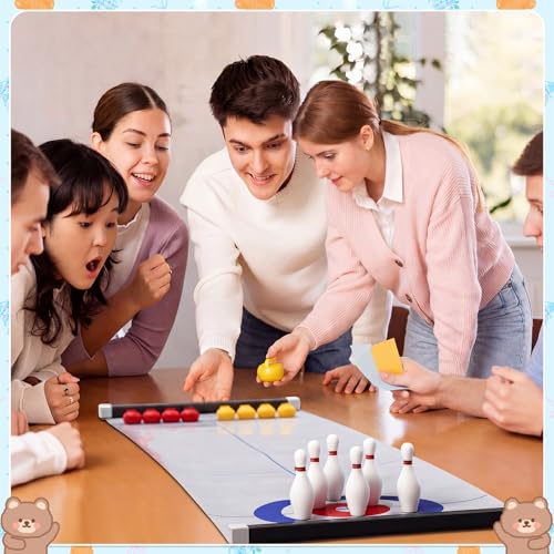 Capoda juegos de curling y bolos de mesa set para baby shower incluye 8 curling, 6 bolos, 1 tapete, 2 tiras magnéticas para decoración interior miniatura 5