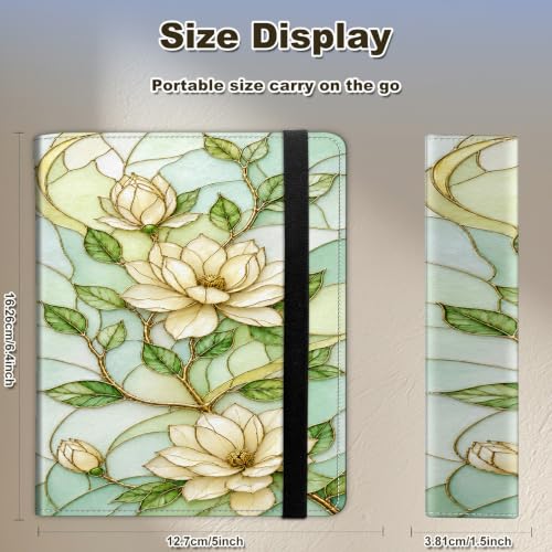 Image of Photo Album 4x6 120 Photos with Strong Elastic Band, Stained Glass Magnolia | Large Capacity Premium Leather Picture Album, Portable Wallet Albums Photo Book for Family Anniversaries Wedding Baby