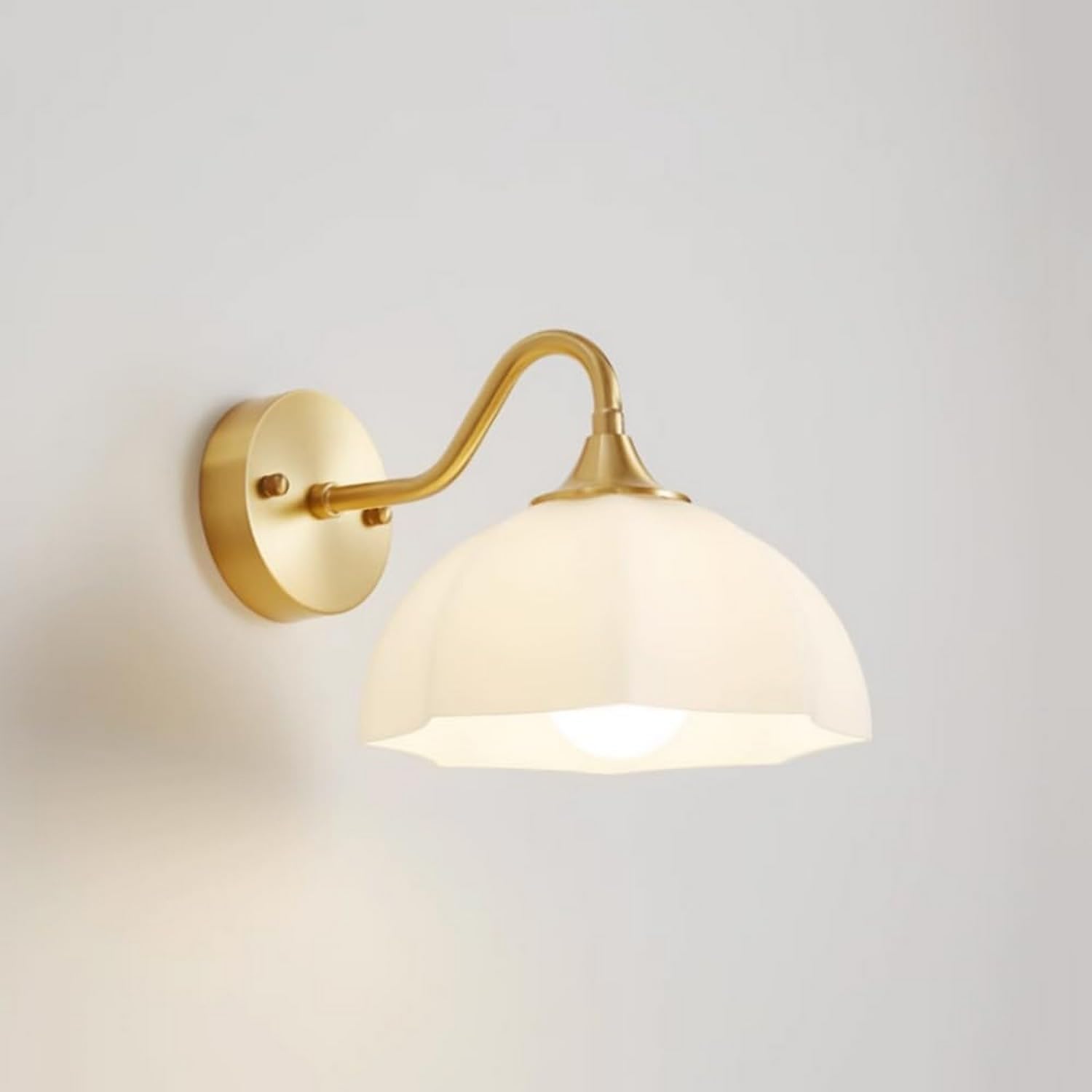JKJZSALJ Bedside Decor Lamp Indoor Glass Shade Wall Lamps Modern Brass Brushed Sconces Home Bedroom Mount Lights,Chandelier