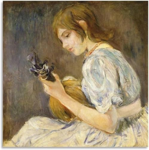 Berthe Morisot Poster La Mandoline peinture sur toile vintage 50x50cm
