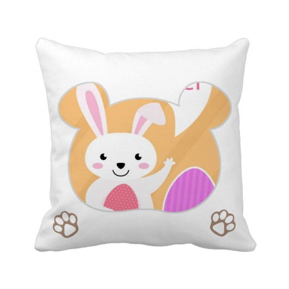 Housse de coussin carrée lapin et ours de Pâques 45x45 cm en coton llin