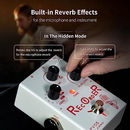 Image of FLAMMA FV05 Recorder Vocal Effects Processor with 70 Minutes Recording Capacity Noise Gate & Reverb Effects for Vocal Guitar Reverb Looper Stompbox for Singer Songwriting Record Creative Inspiration