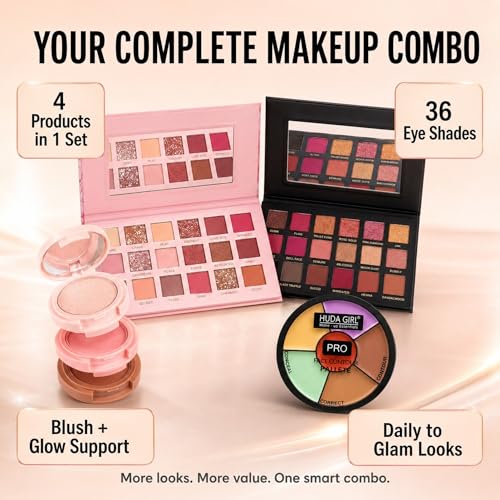Image of HUDA GIRL Makeup Kit of 36Color Nude & Rose Gold Eyeshadow Palette