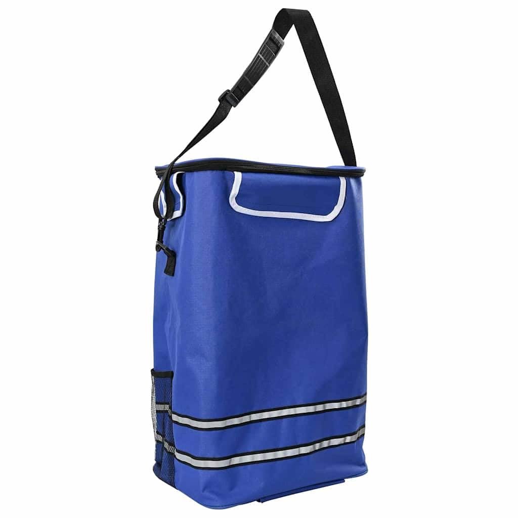 Einkaufswagen Blau 36,5 x 46,5 x 100,5 cm Oxford-Stoff faltbar stabil wetterfest Tragetasche für Supermarkt, Einkaufskorb, wiederverwendbar, leicht, langlebig, für Damen und Reisen