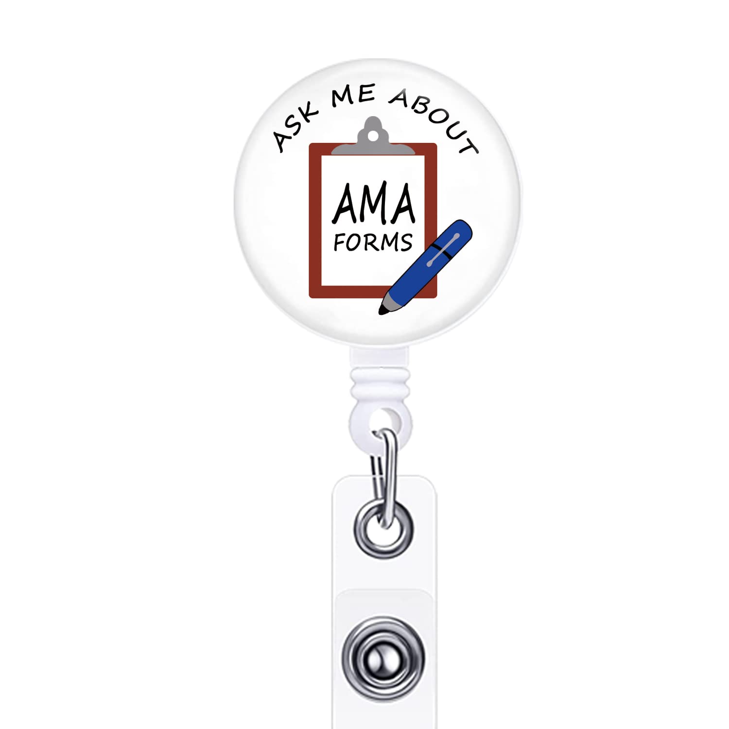 Badge Reels Retractable with Alligator Clip Funny Name Decor Badge Holder for Nurse RN Medical Worker- Ask Me About AMA Forms