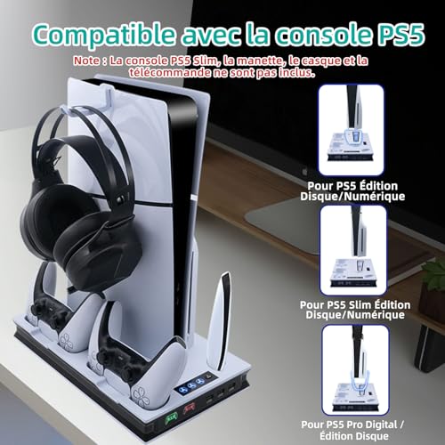 Chargeur manette et support de refroidissement PS5 Pro Slim blanc