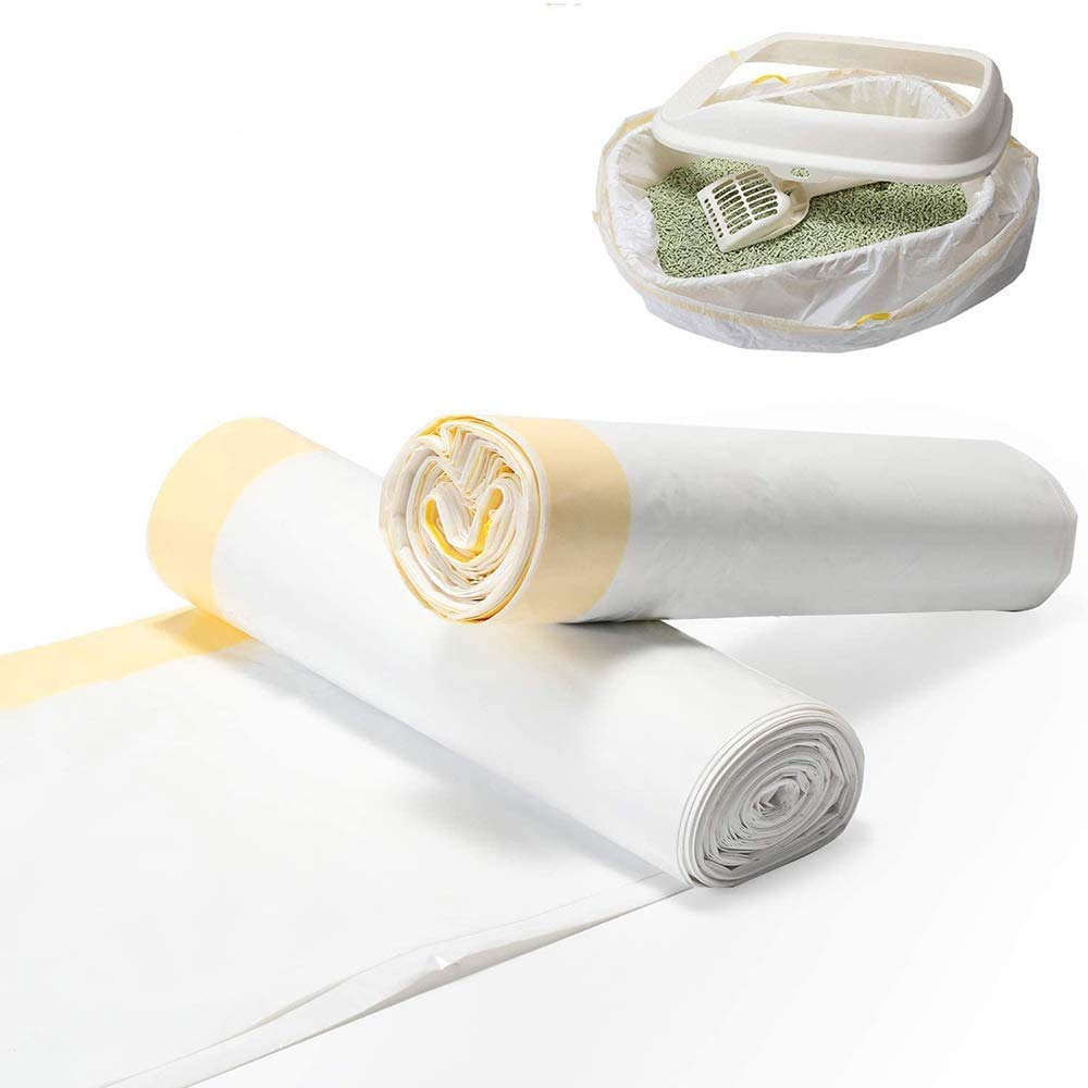 Cat Litter Pan Box Liner, Pet Kitten Drawstring Bag for Medium and Large Cats Dogs Tray Cat Litter Tray Liners Drawstrings Bags Jumbo Extra Durable for Medium and Large Litter Box, 2 PACK