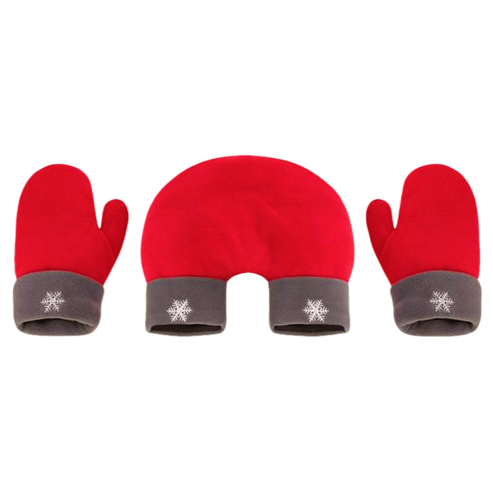 JIAHG 3PCS Couples Hands Holding Christmas Gloves Red Novelty Hand in Hand Lovers Gloves Fleece Lined Warm Christmas Mittens with Snowflake Thick Winter Unisex Hand Warmer Gloves - Image 2