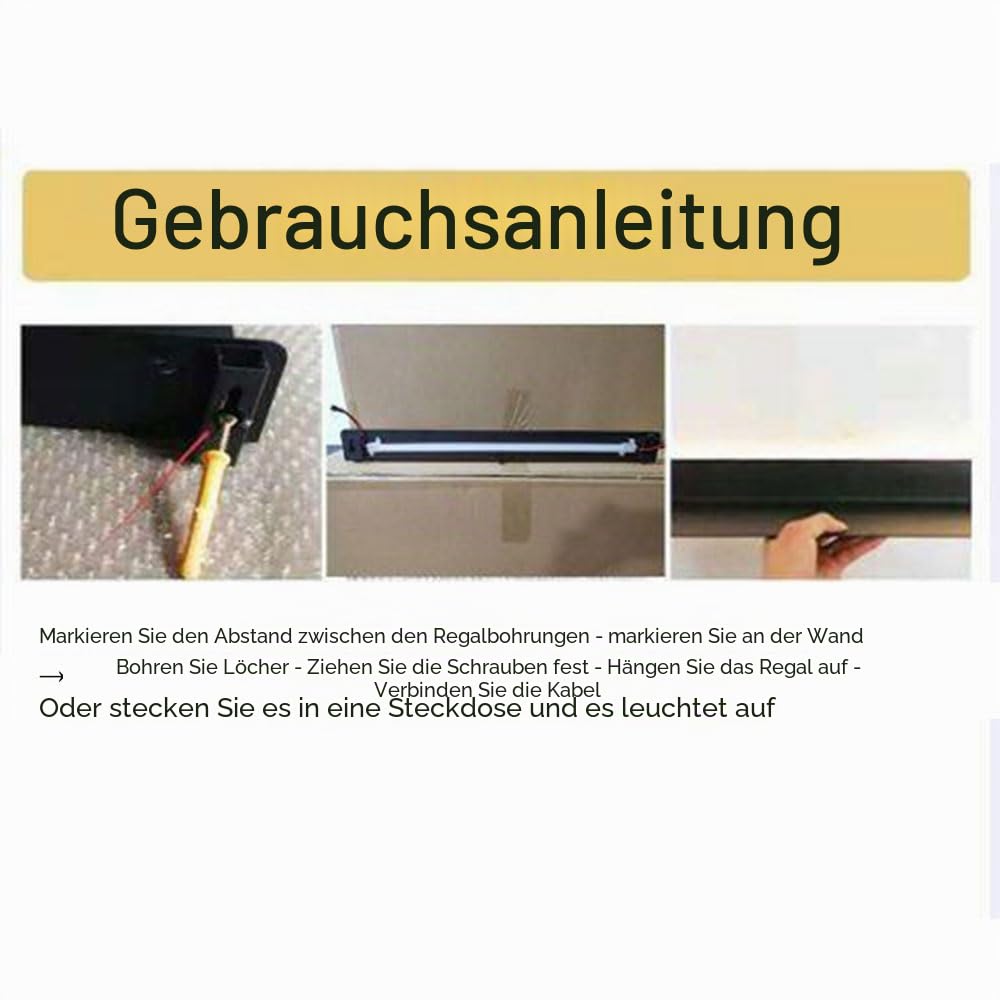 LED-Schweberegal aus Metallmaterial, schwebende Regale mit Lichtern, Pflanzenregal oder Bücherregal, Wandregal für gewerbliche Bar, 120 x 20 x 6 cm
