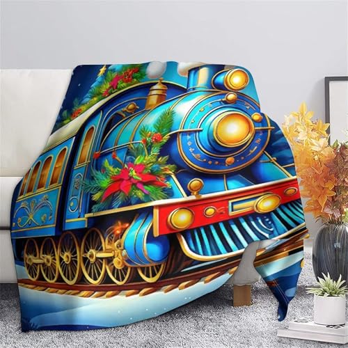 Couverture train à vapeur 3D plaid lit microfibre douce canapé 100x130cm - 7