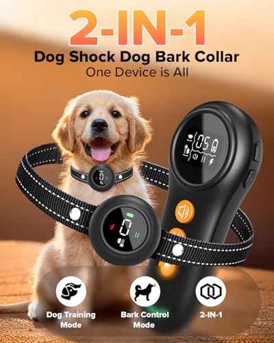 Image of XDX 2-in-1 Dog Shock Collar & Bark Collar - 3300FT Dog Training Collar with Remote, Automatic Anti-Barking, 5 Adjustable Sensitivity Levels, IP67 Waterproof E-Collar for Small Medium Large Dogs