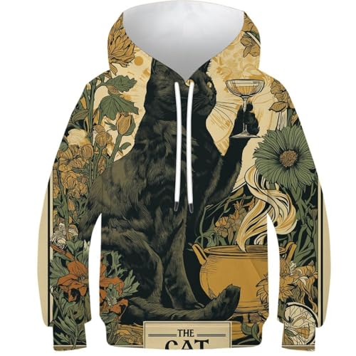 Sweat à capuche 3D chat noir pour garçon 10-12 ans