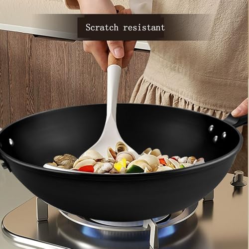Wok de hierro tradicional con tapa, fondo plano 36CM miniatura 4