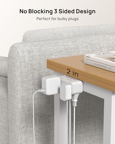 Image of TROND Compact Desk Clamp Power Strip 10 ft, Fit 2.16 inch Tabletop Edge, White | Flat Plug Fit Behind Furniture, 6 AC, 2 USB-C PD 20W, 2 USB-A, 900J, Space-saving for Small Home Office Desk Accessories