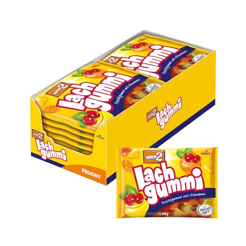 nimm2 Lachgummi – 15 x 250 g – Fruchtgummi mit Fruchtsaft und Vitaminen – Süßigkeit in sechs Geschmacksrichtungen
