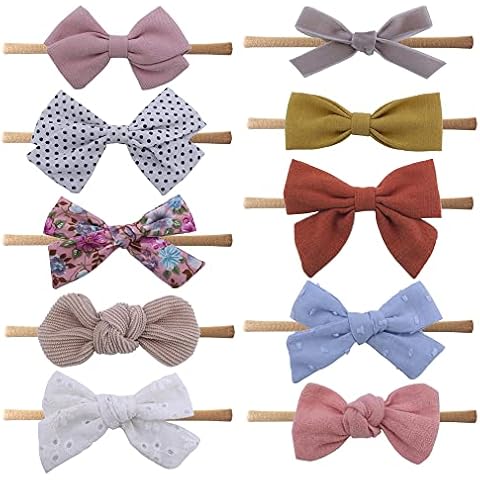 Sugarmelon Baby Nylon Headband with Bows for Newborn Toddler Hair Bow Elastic for Infant Baby Girls Kids Hairbands Accessories Mauve Bubble Cover