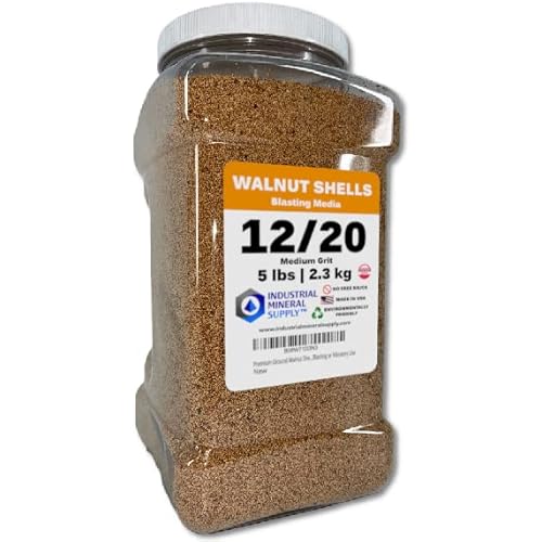 Premium Ground Walnut Shell Media Grit Size 12/20-5 lbs/2.3 kg - Medium Grit Walnut Shells for Tumbling, Blasting or Vibratory Use