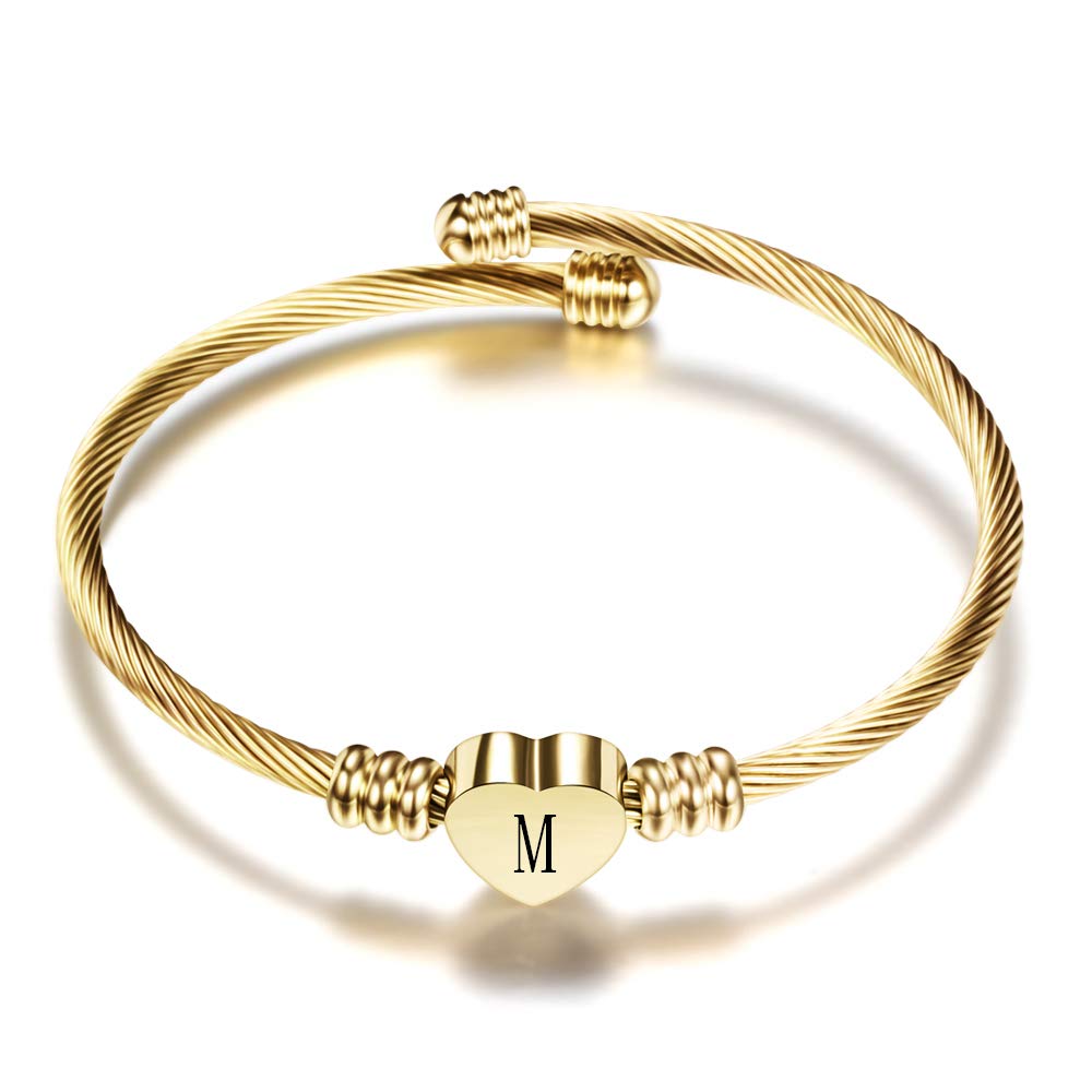 VQYSKO Silver Heart Initials Bracelet For Women -A-Z Stainless Steel Engraved Charm Bracelet, Jewelry Birthday Festival Gift, 6.5 Inches, Stainless Steel, no gemstone (B08DFXSVXT) Amazon Price History, Amazon Price Tracker