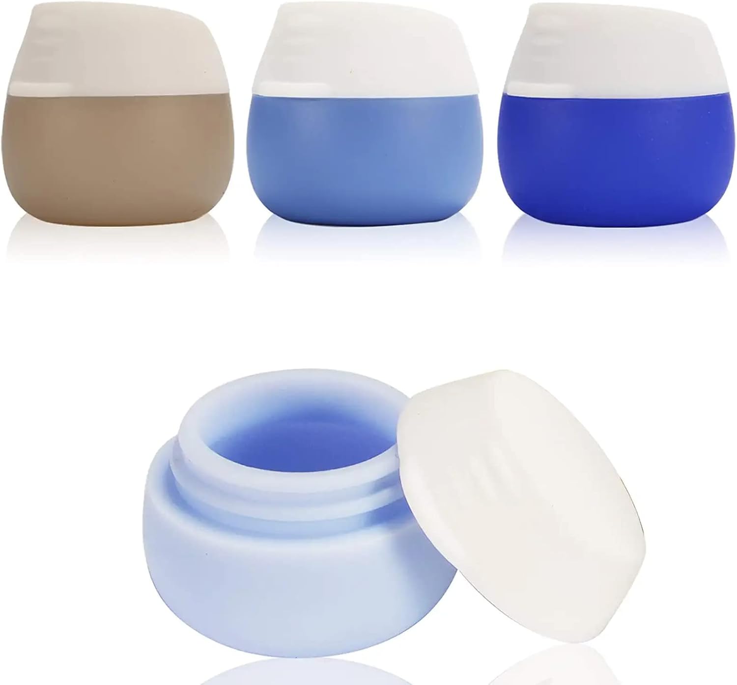 Gemice Travel Containers for Toiletries, Silicone Cream Jars, TSA