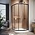 SUNNY Corner Shower Doors 36.7 in. x 72 in. Neo-Round Sliding Shower Door in Black Finish, 1/4 in. Clear Glass Shower Enclosure