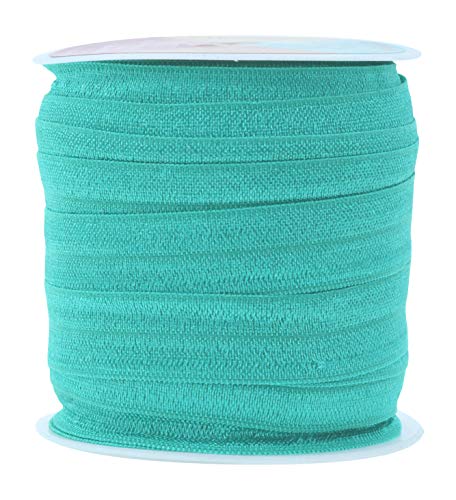 Mandala Crafts Fold Over Elastic Band 5/8 Inch Foldover Foe Stretch Ribbon For Hair Tie Headband Baby Girl Hair Bow Turquoise 1.5Cm 5/8 Inch 20 Yards Roll #TOP5
