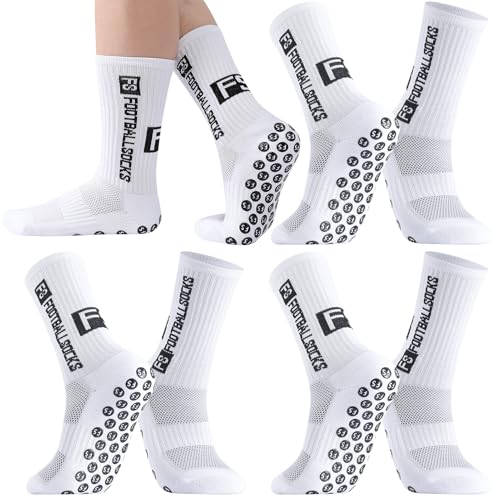 FANTESI 3 Paare Fußballsocken für Herren Damen, Sportsocken Fußball Anti Rutsch Grip Fußball Socken 35-39 Rutschfeste Sportsocken für Fussball Basketball Laufen