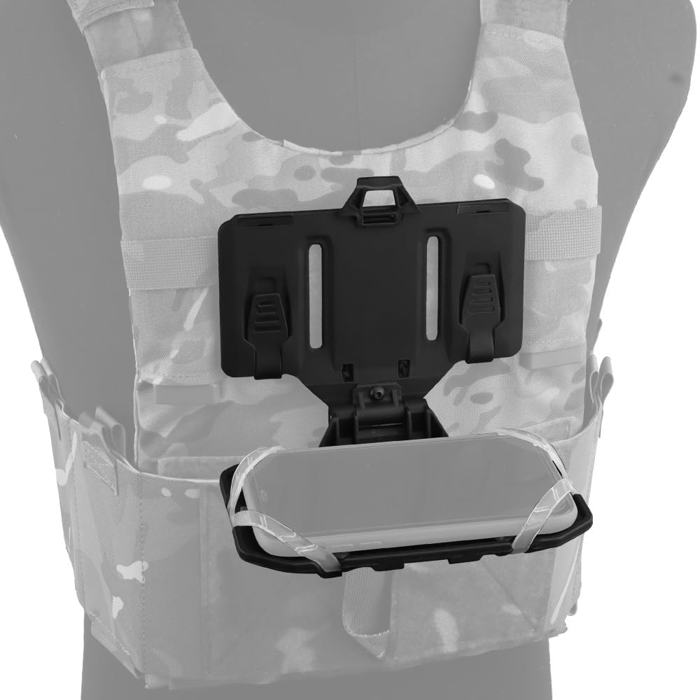 Jungle Leopard Tactical Folded Navigation Board MOLLE Mobile Phone Holder Carrier Flip Board Cellphone Gear Holster Airsoft Vest Accessories (Color : MA-03-BK)