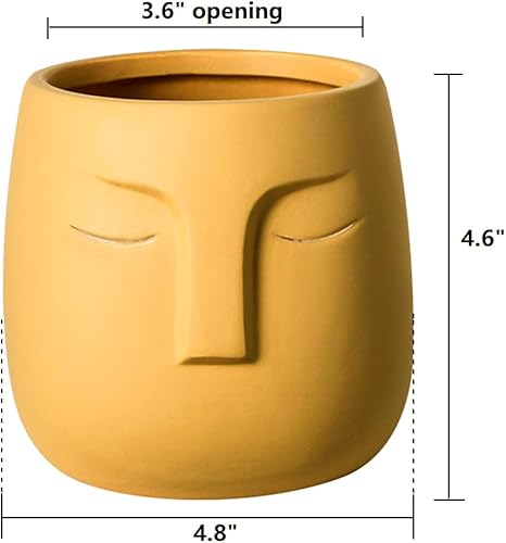 Miniatura 6 de GeLive Maceta de cerámica para suculentas, maceta moderna con estatua moderna, florero, alféizar de ventana, con orificio de drenaje, decoración del