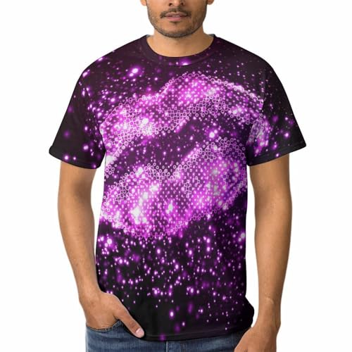Tee shirt manches courtes homme col rond violet qui ne se déforme pas
