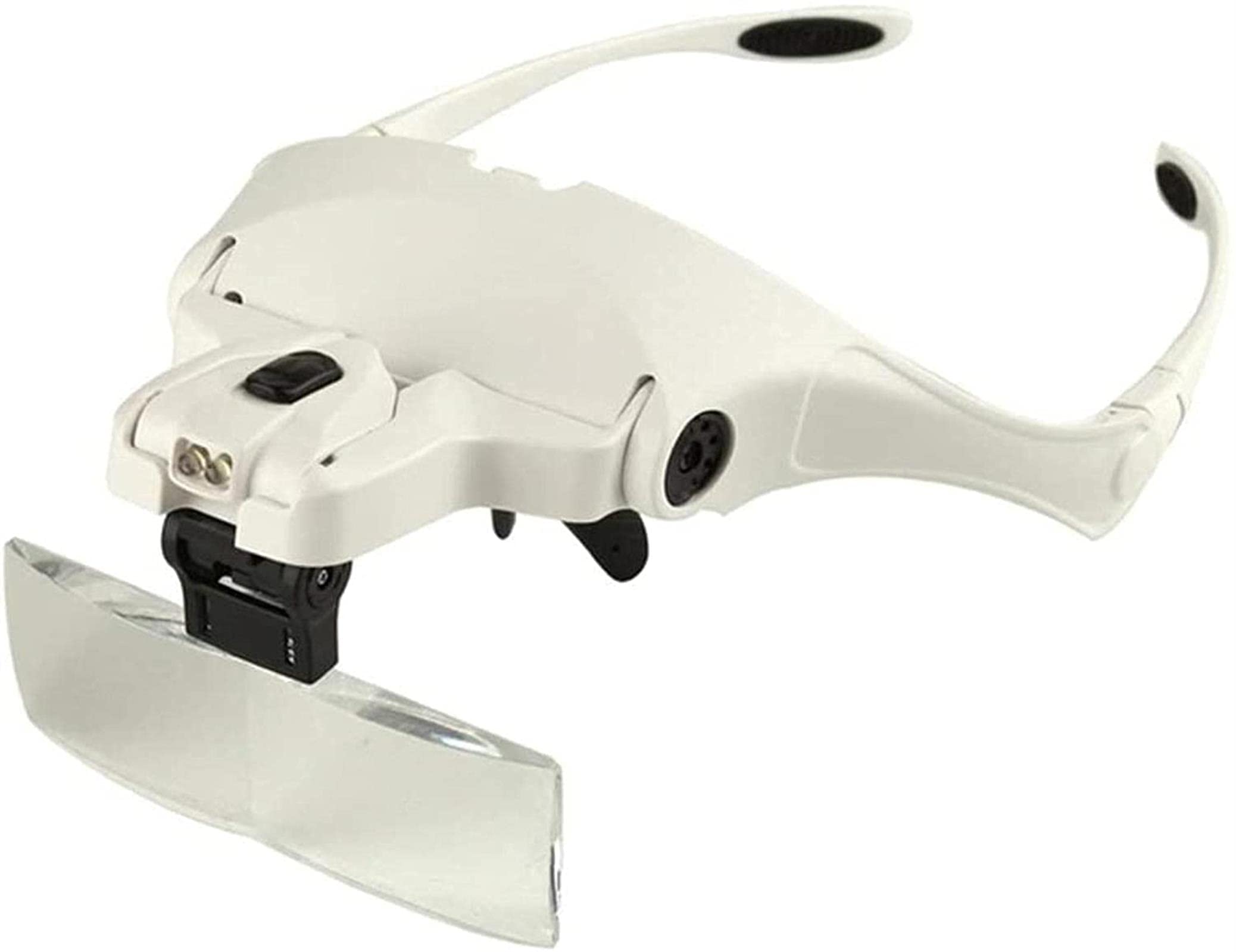 Gafas de Aumento con múltiples Lentes 9892B1 Lupa con 5 Lentes Intercambiables Diadema 2 LED Cabezales/Blanco,
