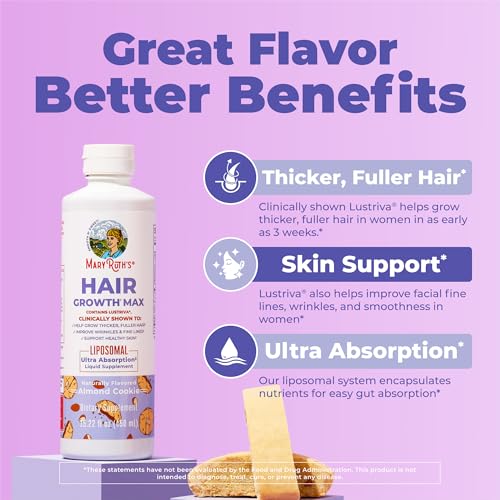 MaryRuth Organics Women's Hair Growth MAX Liposomal | with Lustriva® + Biotin 10000mcg + Pumpkin Seed Oil | Thicker Hair | Hair Care | Wrinkles, Fine Lines, Skin Care | Ages 18+ | 15.22 Fl Oz - Image 5